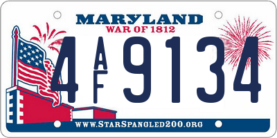 MD license plate 4AF9134