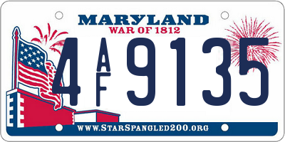 MD license plate 4AF9135