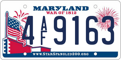 MD license plate 4AF9163