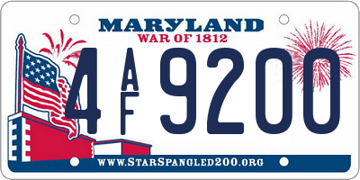 MD license plate 4AF9200