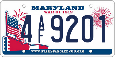 MD license plate 4AF9201