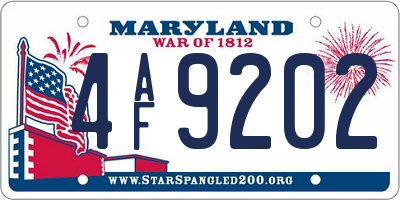 MD license plate 4AF9202