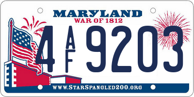 MD license plate 4AF9203