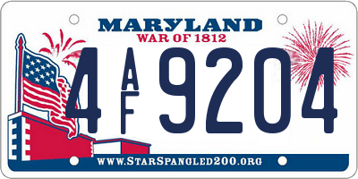 MD license plate 4AF9204