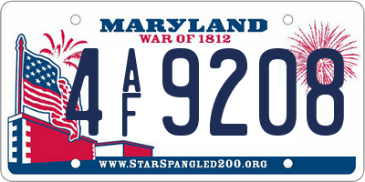 MD license plate 4AF9208