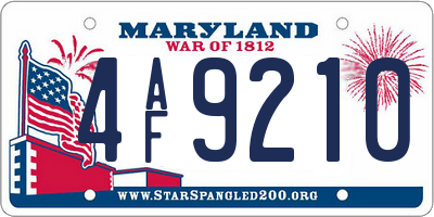 MD license plate 4AF9210