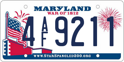 MD license plate 4AF9211