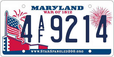 MD license plate 4AF9214