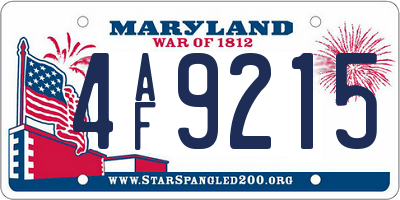MD license plate 4AF9215