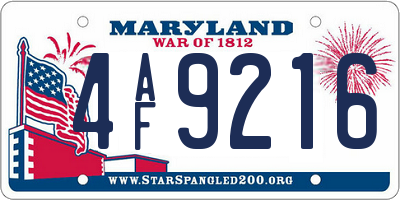 MD license plate 4AF9216