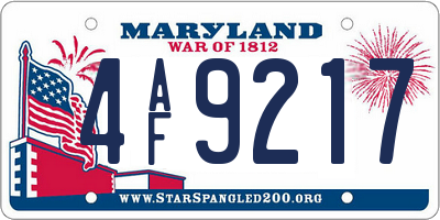 MD license plate 4AF9217