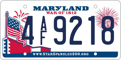 MD license plate 4AF9218