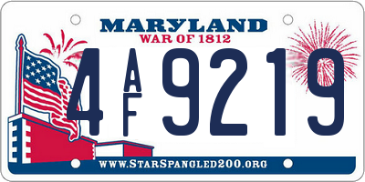 MD license plate 4AF9219