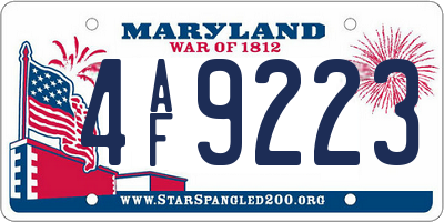 MD license plate 4AF9223