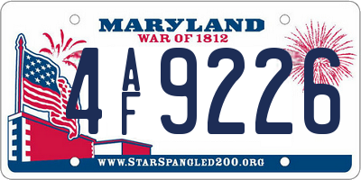 MD license plate 4AF9226