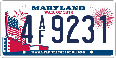 MD license plate 4AF9231