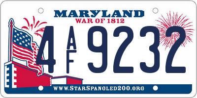 MD license plate 4AF9232