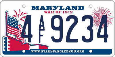 MD license plate 4AF9234