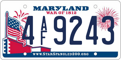 MD license plate 4AF9243