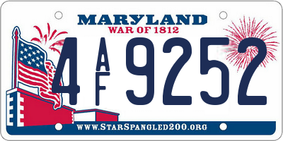 MD license plate 4AF9252