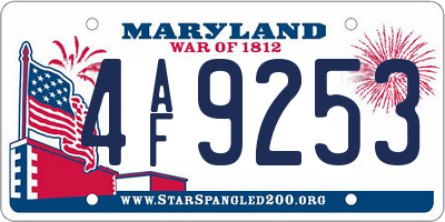 MD license plate 4AF9253