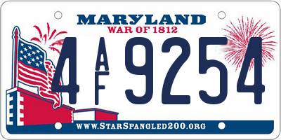MD license plate 4AF9254