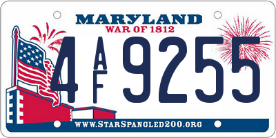 MD license plate 4AF9255