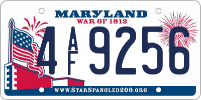 MD license plate 4AF9256
