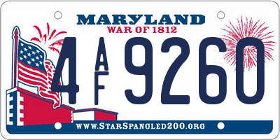 MD license plate 4AF9260