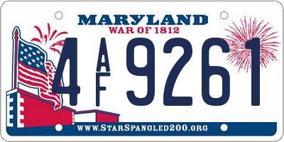 MD license plate 4AF9261