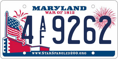 MD license plate 4AF9262