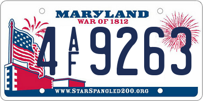 MD license plate 4AF9263