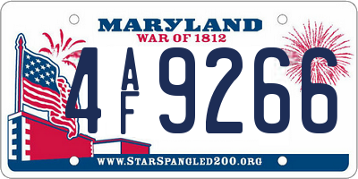 MD license plate 4AF9266