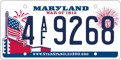 MD license plate 4AF9268