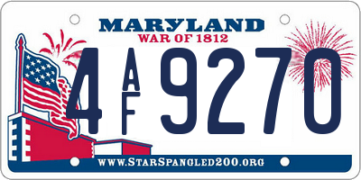 MD license plate 4AF9270