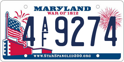MD license plate 4AF9274