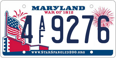 MD license plate 4AF9276