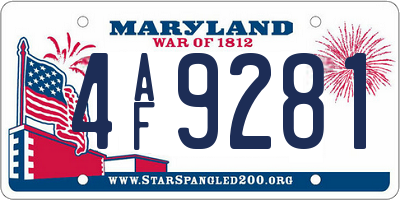 MD license plate 4AF9281