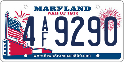 MD license plate 4AF9290