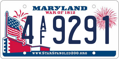 MD license plate 4AF9291
