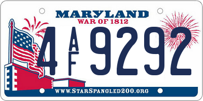 MD license plate 4AF9292