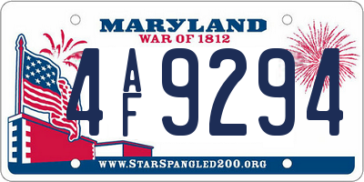 MD license plate 4AF9294