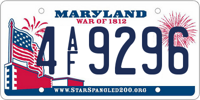 MD license plate 4AF9296