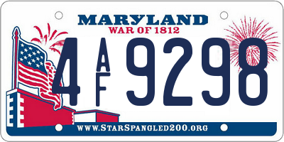 MD license plate 4AF9298