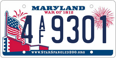 MD license plate 4AF9301