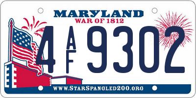 MD license plate 4AF9302