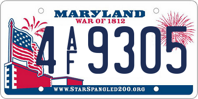 MD license plate 4AF9305