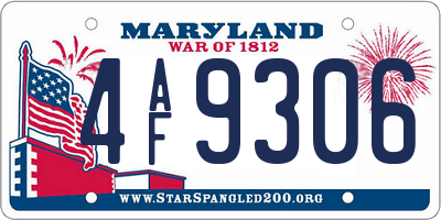 MD license plate 4AF9306