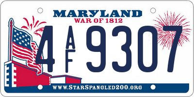 MD license plate 4AF9307