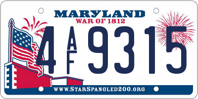 MD license plate 4AF9315